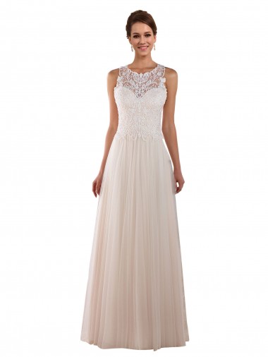 Sleeveless Ivory A-Line High Neck Boho Wedding Dress Lincoln