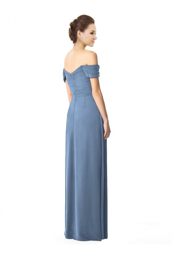 Cap Sleeves Dusty Blue A-Line Off the Shoulder Bridesmaid Dress Lincoln