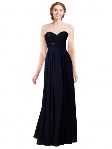 Sleeveless Dark Navy A-Line Sweetheart Formal Dress / Bridesmaid Dress Lincoln