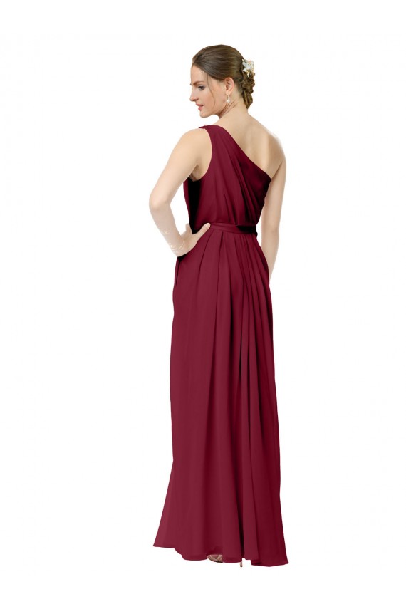 Sleeveless Burgundy A-Line One Shoulder Bridal Party Dress / Evening Dress Lincoln