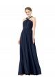 Sleeveless Dark Navy Princess V-Neck Bridesmaid Gowns Lincoln