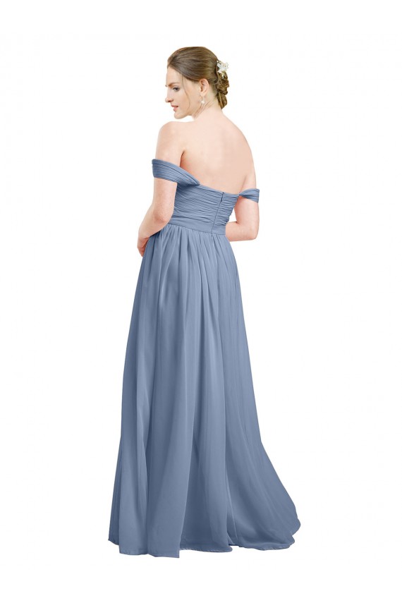 Sleeveless Dusty Blue Open Back A-Line Off the Shoulder Formal Dress / Bridesmaid Dress Lincoln