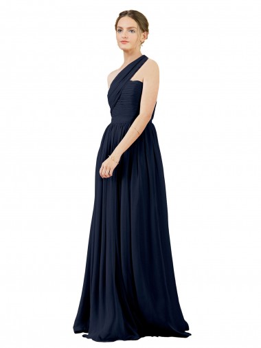 Sleeveless Dark Navy A-Line One Shoulder Bridal Party Dress / Evening Dress Lincoln