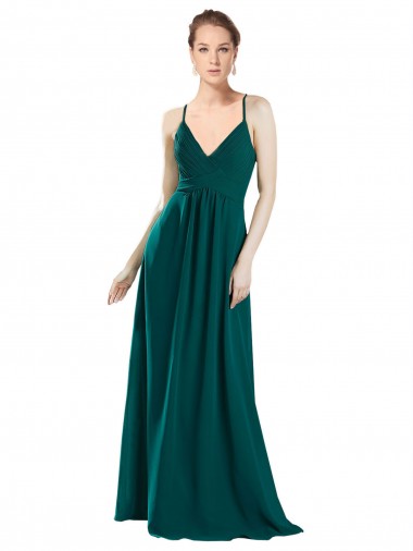 Sleeveless Hunter Keyhole Back A-Line V-Neck Bridesmaid Dress / Evening Dress Lincoln