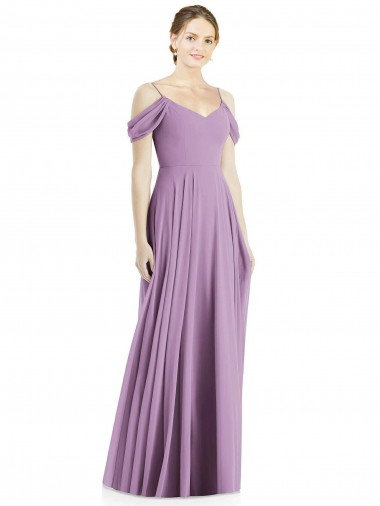 Sleeveless Dark Lavender Open Back A-Line Off the Shoulder Semi Formal Evening Dress / Bridesmaid Dress Lincoln