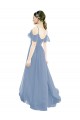 Cap Sleeves Dusty Blue A-Line V-Neck Bridesmaid Dress Lincoln