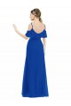 Cold Shoulder Royal Blue A-Line V-Neck High Low Bridesmaid Dress Lincoln