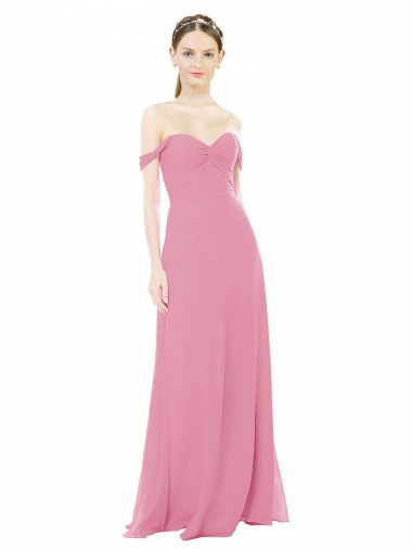 Cap Sleeves Skin Pink A-Line Off the Shoulder Formal Dress / Bridesmaid Dress Lincoln