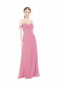 Cap Sleeves Skin Pink A-Line Off the Shoulder Formal Dress / Bridesmaid Dress Lincoln