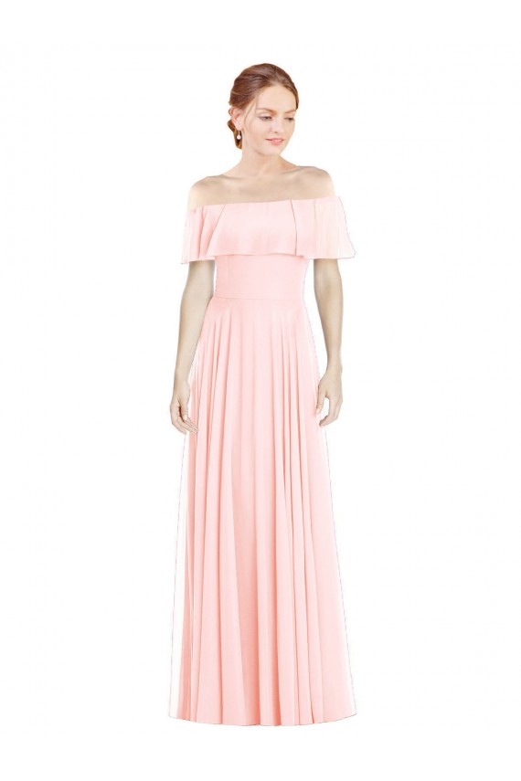 Sleeveless Pink A-Line Off the Shoulder Formal Bridesmaid Dress Lincoln