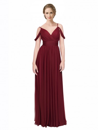 Sleeveless Burgundy Low Back A-Line Off the Shoulder Bridesmaid Dress / Evening Dress Lincoln