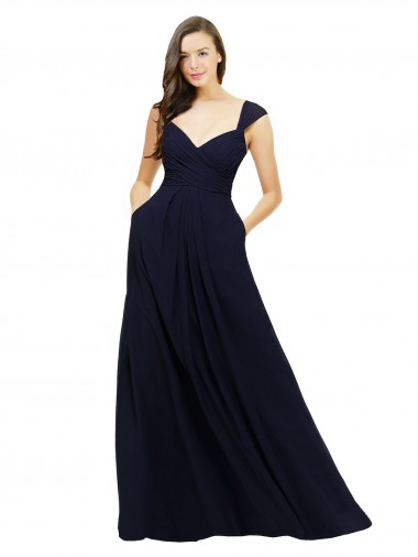 Sleeveless Dark Navy A-Line Sweetheart Bridesmaid Gowns Lincoln