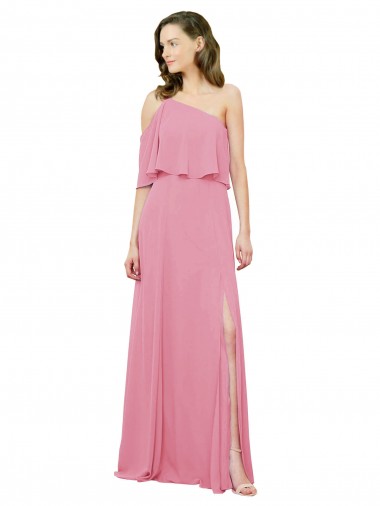 Sleeveless Skin Pink A-Line One Shoulder Bridal Party Dress Lincoln