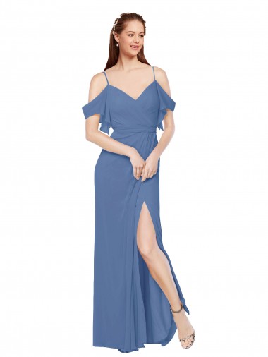 Sleeveless Windsor Blue A-Line Off the Shoulder Bridesmaid Dress Lincoln