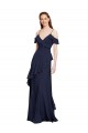 Sleeveless Dark Navy A-Line Off the Shoulder Formal Dresses / Bridesmaid Dresses Lincoln