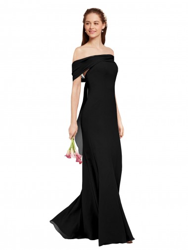 Sleeveless Black Mermaid Off the Shoulder Prom Dress / Bridesmaid Dress Lincoln