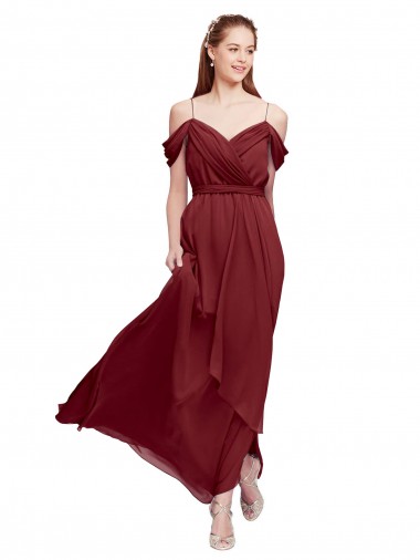 Sleeveless Burgundy Sheath Off the Shoulder Formal Dress / Bridesmaid Dress Lincoln