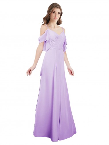 Cold Shoulder Lilac A-Line Off the Shoulder Formal Dress / Bridesmaid Dress Lincoln