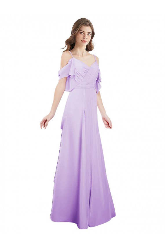 Cold Shoulder Lilac A-Line Off the Shoulder Formal Dress / Bridesmaid Dress Lincoln