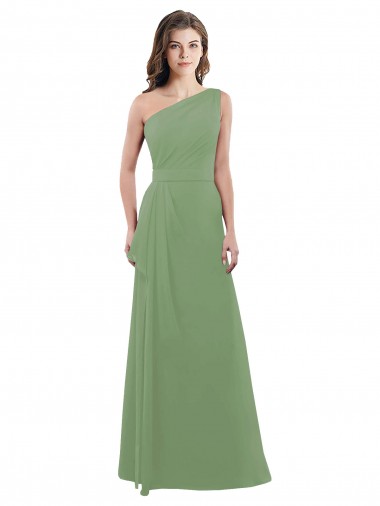 Sleeveless Seagrass A-Line One Shoulder Bridesmaid Dress Lincoln