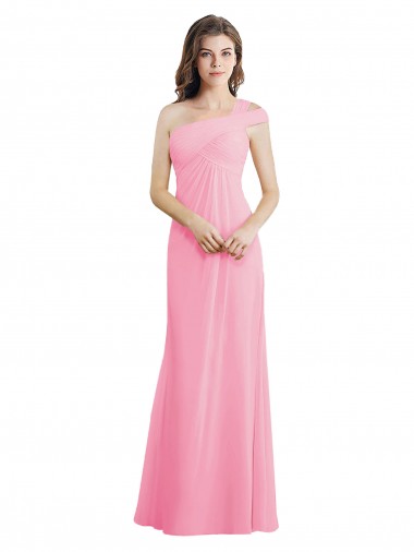 Sleeveless Barely Pink A-Line One Shoulder Bridesmaid Dress Lincoln