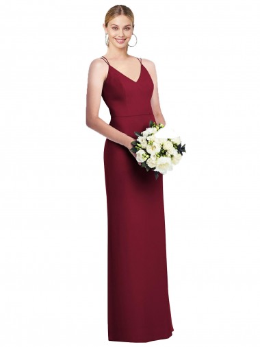 Sleeveless Burgundy A-Line V-Neck Formal Dress / Bridesmaid Dress Lincoln