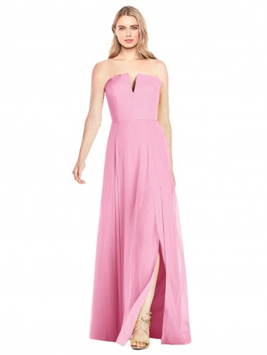 Sleeveless Hot Pink Trumpet V-Neck Semi Formal Evening Dress / Bridesmaid Dress Lincoln