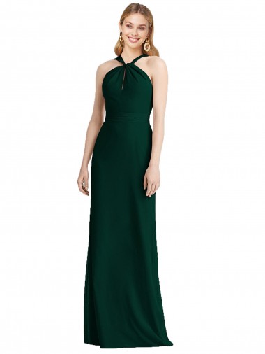 Sleeveless Ever Green Trumpet Halter Neck Bridesmaid Dress Lincoln