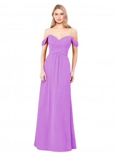 Sleeveless Violet A-Line Off the Shoulder Bridesmaid Dress Lincoln