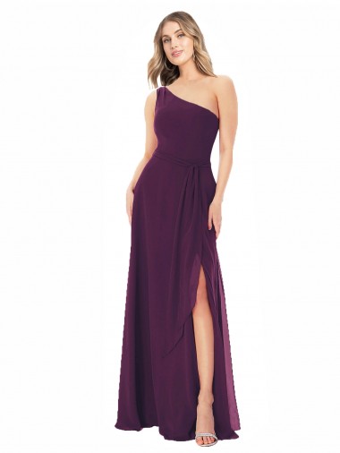 Sleeveless Grape A-Line One Shoulder Formal Dress / Bridesmaid Dress Lincoln