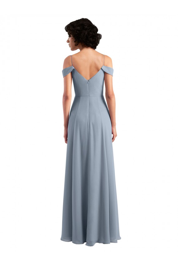 Sleeveless Dusty Blue A-Line Off the Shoulder Formal Dress / Bridesmaid Dress Lincoln