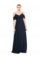 Sleeveless Dark Navy V-Back A-Line Off the Shoulder Bridesmaid Dress Lincoln