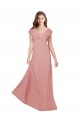 Flutter Sleeves Bliss Pink Criss Cross Back A-Line V-Neck Bridesmaid Dress / Evening Dress Lincoln