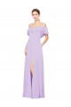 Sleeveless Lilac Low Back A-Line Off the Shoulder Bridesmaid Dress Lincoln