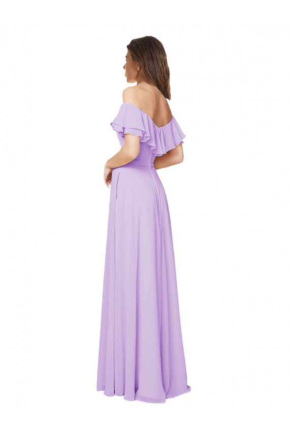 Sleeveless Lilac Low Back A-Line Off the Shoulder Bridesmaid Dress Lincoln