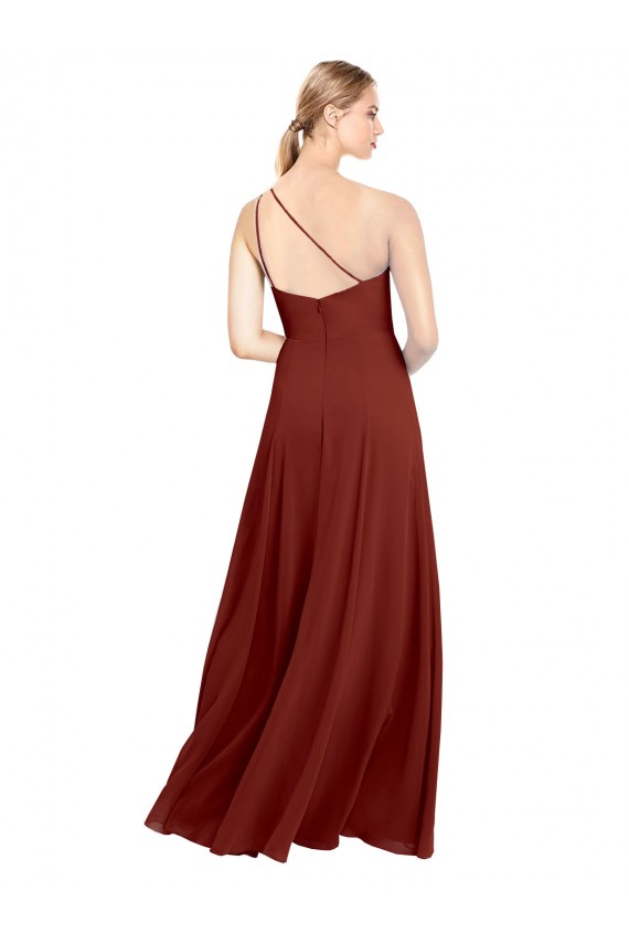 Sleeveless Burgundy A-Line One Shoulder Formal Dress / Bridesmaid Dress Lincoln