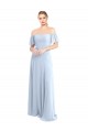 Flutter Sleeves Light Sky Blue V-Back A-Line Off the Shoulder Formal Dress / Bridesmaid Dress Lincoln