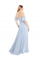 Flutter Sleeves Light Sky Blue V-Back A-Line Off the Shoulder Formal Dress / Bridesmaid Dress Lincoln