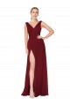 Sleeveless Burgundy V-Back A-Line V-Neck Black Tie Evening Gown / Prom Dress / Bridesmaid Dress Lincoln