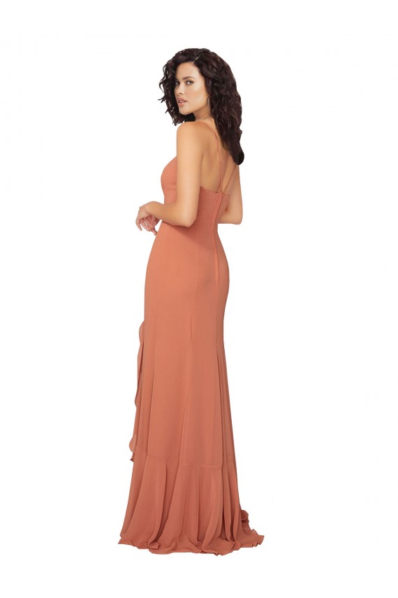 Sleeveless Rosewood V-Back A-Line Square Neck Bridesmaid Dress Lincoln