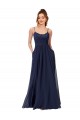 Sleeveless Dark Navy Low Back A-Line Scoop Neck Bridesmaid Dress Lincoln