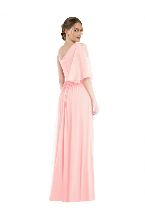 Bell Sleeves Pink A-Line One Shoulder Semi Formal Evening Dress / Bridesmaid Dress Lincoln