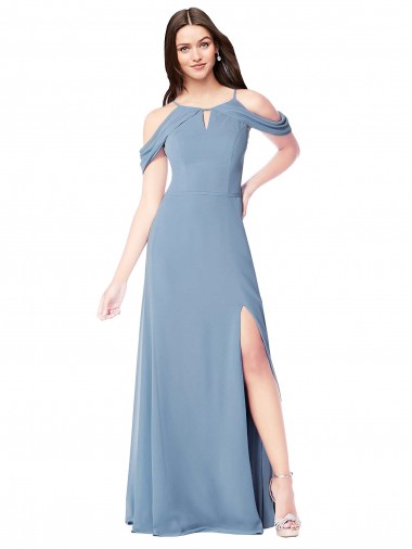 Sleeveless Dusty Blue A-Line Off the Shoulder Evening Dress / Bridesmaid Dress Lincoln