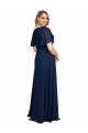 Short Flutter Sleeves Dark Navy A-Line V-Neck Formal Plus Size Evening Gown / Prom Dress / Bridesmaid Dress Lincoln