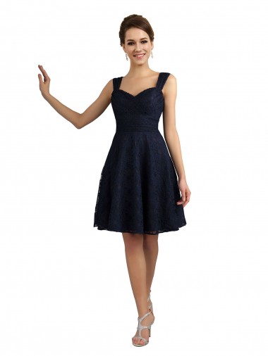 Sleeveless Dark Navy A-Line Sweetheart Bridesmaid Dresses Lincoln