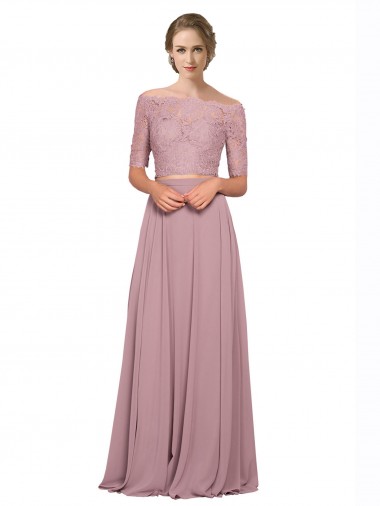 Short Sleeves A-Line Off the Shoulder Prom Dress / Bridesmaid Dress Lincoln