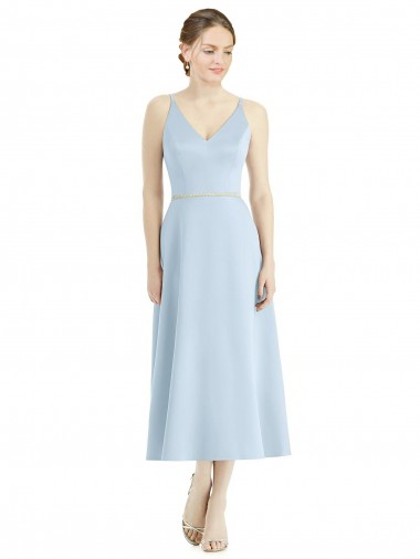 Sleeveless Light Sky Blue A-Line V-Neck Bridesmaid Dress Lincoln