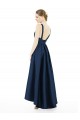 Sleeveless Dark Navy A-Line Bateau Neck High Low Bridesmaid Dress Lincoln