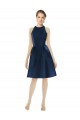 Sleeveless Dark Navy A-Line Satin Halter Neck Bridesmaid Dress Lincoln