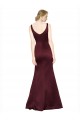 Sleeveless Burgundy Low Back A-Line V-Neck Black Tie Evening Gown / Prom Dress / Bridesmaid Dress Lincoln